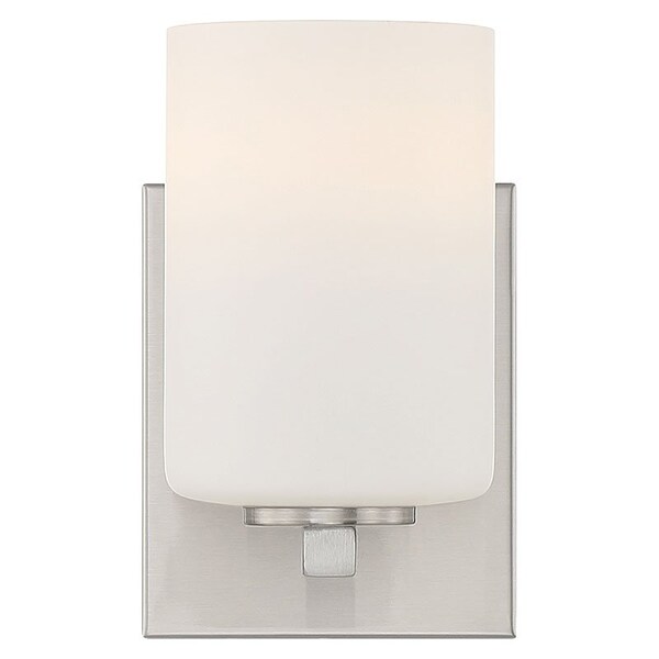 Sienna, 1 Light Wall Sconce  Vanity, Brushed Steel Finish, Opal Glass